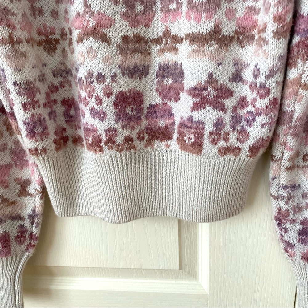 $395 LoveShackFancy Kirsten Wool/Alpaca Printed Pullover Ribbed Sweater size M - Picture 13 of 14